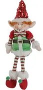 Elfo Natale gambemolli 30 cm cappello rosso