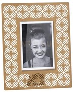 Portafoto di design ikat grande oro laccato in ferro e polimetilmet...