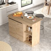 Isola Centrale Cucina 120 Cm Con Ante E Ripiani Dorian Rovere Effetto Legno