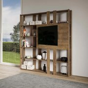 Libreria in legno Noce 178x204h cm con porta tv e 6 ripiani - KATO N