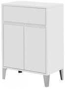 Base Multiuso a Terra 85 Cm Due Ante Ed Un Cassetto Feridras "Mondo 2.0" Bianco Opaco/Bianco Laccato