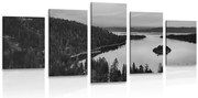 Quadri 5 pezzi – Lago al tramonto in bianco e nero