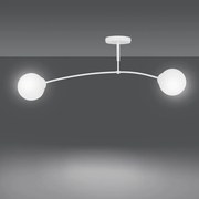 Lampadario a Sospensione in Acciaio e Vetro PREGOS 2 Nero/Bianco 2xE14