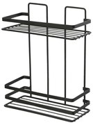 Mensola per doccia nero opaco con 2 ripiani e fissaggi inclusi