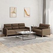Set Di Divani 2 Pz Con Cuscini Marrone İn Tessuto /
