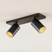 Arcchio Faretto Brinja, nero, angolare, Ø 6 cm, 2 luci, GU10