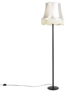 Lampada da terra retrò nera con paralume granny crema 45 cm - Simplo