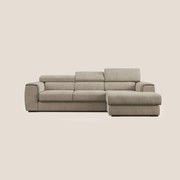 Zeno Divano angolare con pouf estraibile poggiapiedi in tessuto morbido impermeabile T02 beige