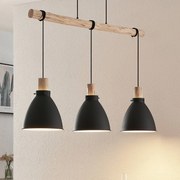 Lampada a sospensione Lindby Trebale, E27, Ø 28 cm, a 3 luci, legno