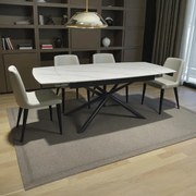 Tavolo allungabile 140-200x90 cm piano marmo bianco e gambe nere - VERAL