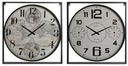 Orologio da Parete Home ESPRIT Bianco Nero Metallo Legno MDF 62 x 6 x 65 cm (2 Unità)