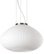 Sospensione Moderna Plisse' Metallo Cromo 1 Luce E27 D35Cm