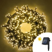 Catena di luci 7 metri da 100 Led Bianco Caldo con pannello solare con cavo verde Wisdom