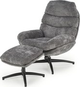 Poltrona Dario + sgabello in tessuto grigio - H100 cm