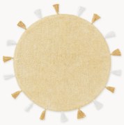 Tappeto rotondo in cotone con nappe taftato a mano Malu