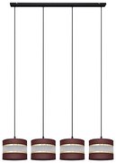 Lampadario a sospensione con filo HELEN 4xE27/15W/230V marrone/nero/oro