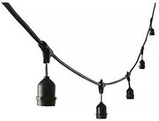 Catena di luci pendente 10 metri per 10 lampadine E27 IP54 Nera Wisdom