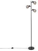 Lampada da terra Art Déco vetro fumé nero 3 luci - VIDRO