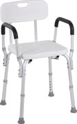 Sedia per Doccia 51,5x51,5x71-84 cm Altezza Regolabile e Piedini Antiscivolo in Alluminio Bianco...