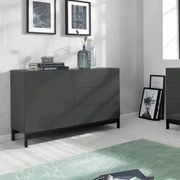 Credenza Moderna 1 Anta + 3 Cassetti Metis con Piede in Metallo Antracite Laccato