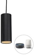 Lampada a sospensione nera con lampadina smart GU10 - TUBO