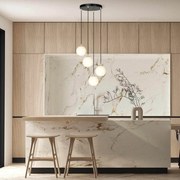 Lampadario a Sospensione in Acciaio e Vetro ROYAL 4 Bianco o Nero 4xE14