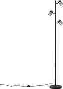 Lampada da terra moderna nera con vetro fumé 3 luci - Gianni