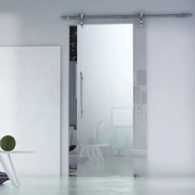 Porta scorrevole reversibile Neutra in alluminio trasparente, L 96 x H 215 cm, con binario Lux