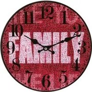 Orologio da parete 30 cm bordeaux scritta Family