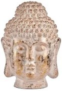 Statua Decorativa da Giardino Buddha Testa Bianco/Dorato Poliresina (45,5 x 68 x 48 cm)