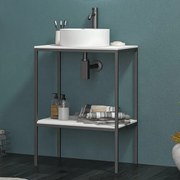 Kamalu - Mobile bagno metallico 60 cm con due ripiani NET-60