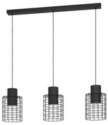 Lampadario Industrial Milligan 3 Luci Acciaio Nero E Bianco