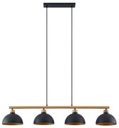 Lindby - Tirzana 4 Lampada a Sospensione Black/Light Wood Lindby