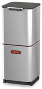 Bidone in acciaio per rifiuti differenziati in argento 40 l Totem Compact - Joseph Joseph