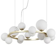 Sospensione Contemporanea Perlage Metallo Ottone 14 Luci G9 3W 3000K Luce Calda