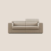 Vegas divano moderno con poggiatesta reclinabili in morbido tessuto smacchiabile T14 beige 170 cm