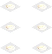 Set di 6 faretti da incasso quadrati bianchi orientabili e inclinabili - Chuck