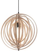 Sospensione Industrial-Minimal Disco Legno Marrone 1 Luce E27