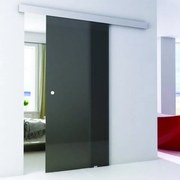 Porta scorrevole Cristal  Fumé in alluminio nero, L 86 x H 215 cm, con binario Alu/vetro Reversibile