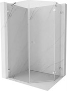 Mexen Lunar cabina doccia pentagonale a battente destra 80 x 100 cm, trasparente, cromo - 831-080P-100L-01-00-P