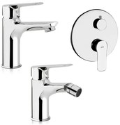 Set miscelatori lavabo bidet e doccia incasso con deviatore cromati Artis Punta+ piletta inclusa