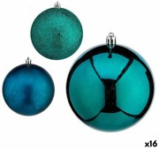 Set di palline di Natale Azzurro Plastica 10 x 11 x 10 cm (16 Unità)