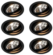 Set di 6 Faretto da incasso moderno nero regolabile - CHUCK 111
