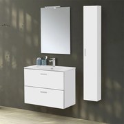 Mobile bagno sospeso 80 bianco con pensile 150 lavabo e specchio   Martha