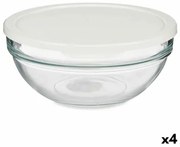 Porta Pranzo Rotondo con Coperchio Chefs Bianco 1,135 L 17,2 x 7,6 x 17,2 cm (4 Unità)