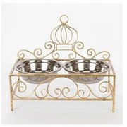 Supporto con due ciotole in acciaio inox