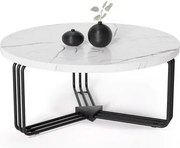 Tavolino da caffè Antica effetto marmo bianco - H36 cm