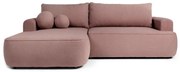 Divano angolare in rosa chiaro allungabile (con penisola a sinistra) con rivestimento in bouclé Quinoa – Bonami Selection