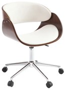 Sedia design girevole bianca e legno color noce BENT