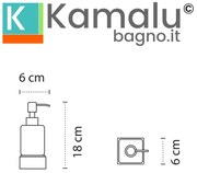 Kamalu - Dispenser di sapone da appoggio in acciaio inox bianco opaco e vetro opaco | NUEVO-B